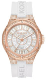 Buy Shop Michael Kors Lennox Three-Hand Crystals Dial White Silicone Strap Watch For Women - MK7248 USA Online