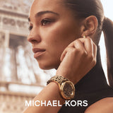 Buy Shop Michael Kors Lennox Three Hand Crystals Gold Dial Two Tone Steel Strap Watch For Women - MK7284 USA Online