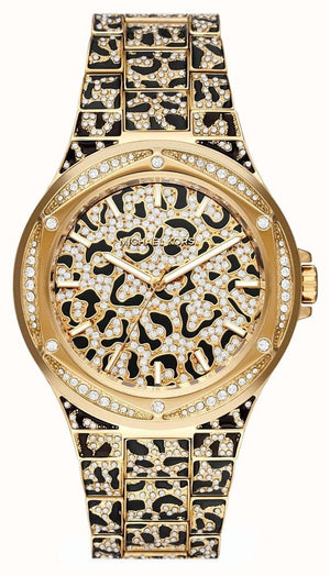 Buy Shop Michael Kors Lennox Three Hand Crystals Gold Dial Two Tone Steel Strap Watch For Women - MK7284 USA Online