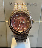 Buy Shop Michael Kors Lennox Three Hand Crystals Rose Gold Dial Rose Gold Steel Strap Watch For Women - MK6992 USA Online