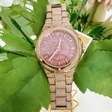 Buy Shop Michael Kors Lennox Three Hand Crystals Rose Gold Dial Rose Gold Steel Strap Watch For Women - MK6992 USA Online