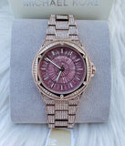 Buy Shop Michael Kors Lennox Three Hand Crystals Rose Gold Dial Rose Gold Steel Strap Watch For Women - MK6992 USA Online