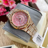 Buy Shop Michael Kors Lennox Three Hand Crystals Rose Gold Dial Rose Gold Steel Strap Watch For Women - MK6992 USA Online