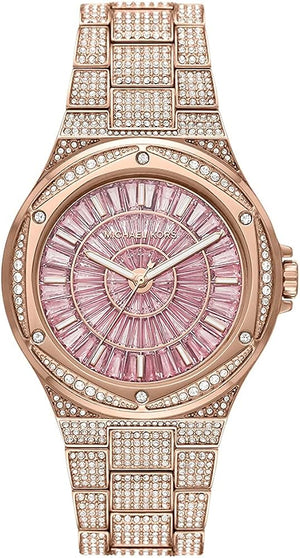 Buy Shop Michael Kors Lennox Three Hand Crystals Rose Gold Dial Rose Gold Steel Strap Watch For Women - MK6992 USA Online