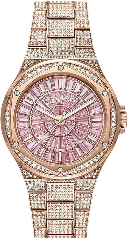Buy Shop Michael Kors Lennox Three Hand Crystals Rose Gold Dial Rose Gold Steel Strap Watch For Women - MK6992 USA Online