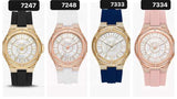 Buy Shop Michael Kors Lennox Three Hand Crystals Silver Dial Black Silicone Strap Watch For Women - MK7247 USA Online