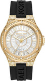 Buy Shop Michael Kors Lennox Three Hand Crystals Silver Dial Black Silicone Strap Watch For Women - MK7247 USA Online