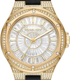 Buy Shop Michael Kors Lennox Three Hand Crystals Silver Dial Black Silicone Strap Watch For Women - MK7247 USA Online