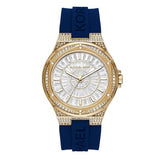 Buy Shop Michael Kors Lennox Three Hand Crystals Silver Dial Black Silicone Strap Watch For Women - MK7247 USA Online