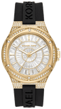 Buy Shop Michael Kors Lennox Three Hand Crystals Silver Dial Black Silicone Strap Watch For Women - MK7247 USA Online