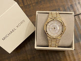 Buy Shop Michael Kors Lennox Three Hand Crystals White Dial Gold Steel Strap Watch For Women - MK6991 USA Online
