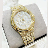 Buy Shop Michael Kors Lennox Three Hand Crystals White Dial Gold Steel Strap Watch For Women - MK6991 USA Online