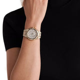 Buy Shop Michael Kors Lennox Three Hand Crystals White Dial Gold Steel Strap Watch For Women - MK6991 USA Online