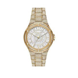 Buy Shop Michael Kors Lennox Three Hand Crystals White Dial Gold Steel Strap Watch For Women - MK6991 USA Online