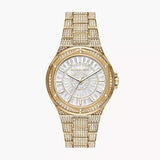 Buy Shop Michael Kors Lennox Three Hand Crystals White Dial Gold Steel Strap Watch For Women - MK6991 USA Online