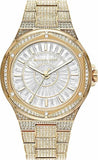 Buy Shop Michael Kors Lennox Three Hand Crystals White Dial Gold Steel Strap Watch For Women - MK6991 USA Online