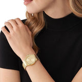 Buy Shop Michael Kors Lennox Three-Hand Gold Dial Gold Mesh Bracelet Watch For Women - MK7335 USA Online