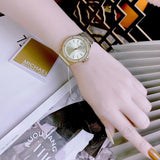 Buy Shop Michael Kors Lennox Three-Hand Gold Dial Gold Mesh Bracelet Watch For Women - MK7335 USA Online