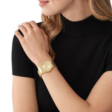 Buy Shop Michael Kors Lennox Three-Hand Gold Dial Gold Mesh Bracelet Watch For Women - MK7335 USA Online