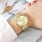 Buy Shop Michael Kors Lennox Three-Hand Gold Dial Gold Mesh Bracelet Watch For Women - MK7335 USA Online