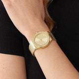 Buy Shop Michael Kors Lennox Three-Hand Gold Dial Gold Mesh Bracelet Watch For Women - MK7335 USA Online