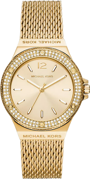 Buy Shop Michael Kors Lennox Three-Hand Gold Dial Gold Mesh Bracelet Watch For Women - MK7335 USA Online