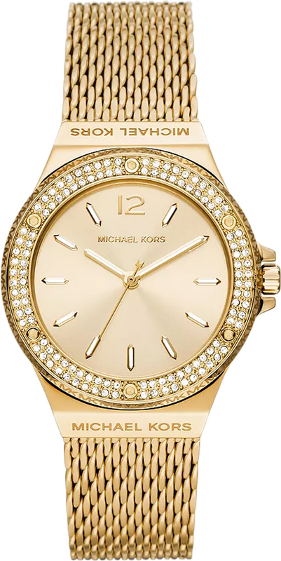 Buy Shop Michael Kors Lennox Three-Hand Gold Dial Gold Mesh Bracelet Watch For Women - MK7335 USA Online