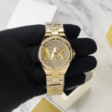 Buy Shop Michael Kors Lennox Three Hand Gold Dial Gold Steel Strap Watch For Women - MK7229 USA Online