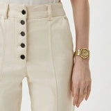 Buy Shop Michael Kors Lennox Three Hand Gold Dial Gold Steel Strap Watch For Women - MK7229 USA Online