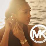 Buy Shop Michael Kors Lennox Three Hand Gold Dial Gold Steel Strap Watch For Women - MK7229 USA Online