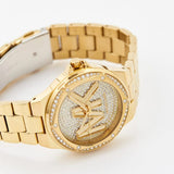 Buy Shop Michael Kors Lennox Three Hand Gold Dial Gold Steel Strap Watch For Women - MK7229 USA Online