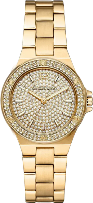 Buy Shop Michael Kors Lennox Three Hand Gold Dial Gold Steel Strap Watch For Women - MK7289 USA Online