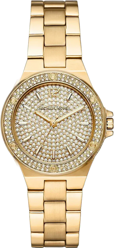 Buy Shop Michael Kors Lennox Three Hand Gold Dial Gold Steel Strap Watch For Women - MK7289 USA Online