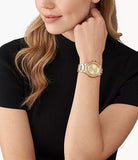 Buy Shop Michael Kors Lennox Three-Hand Gold Dial Gold Steel Strap Watch For Women - MK7339 USA Online