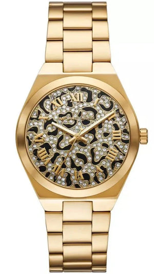 Buy Shop Michael Kors Lennox Three-Hand Gold Dial Gold Steel Strap Watch for Women - MK7500 USA Online