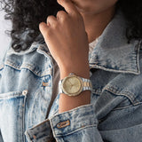 Buy Shop Michael Kors Lennox Three-Hand Gold Dial Two Tone Steel Strap Watch For Women - MK6988 USA Online