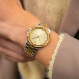 Buy Shop Michael Kors Lennox Three-Hand Gold Dial Two Tone Steel Strap Watch For Women - MK6988 USA Online
