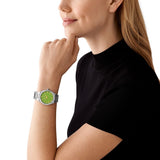 Buy Shop Michael Kors Lennox Three-Hand Green Dial Silver Steel Strap Watch for Women - MK7463 USA Online