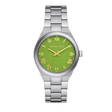 Buy Shop Michael Kors Lennox Three-Hand Green Dial Silver Steel Strap Watch for Women - MK7463 USA Online