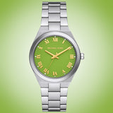 Buy Shop Michael Kors Lennox Three-Hand Green Dial Silver Steel Strap Watch for Women - MK7463 USA Online