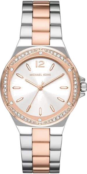 Buy Shop Michael Kors Lennox Three Hand Quartz Silver Dial Two Tone Steel Strap Watch For Women - MK6989 USA Online