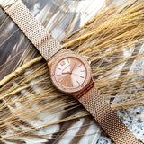 Buy Shop Michael Kors Lennox Three Hand Rose Gold Dial Rose Gold Mesh Strap Watch For Women - MK7336 USA Online