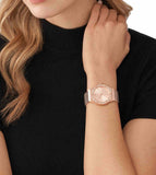 Buy Shop Michael Kors Lennox Three Hand Rose Gold Dial Rose Gold Mesh Strap Watch For Women - MK7336 USA Online