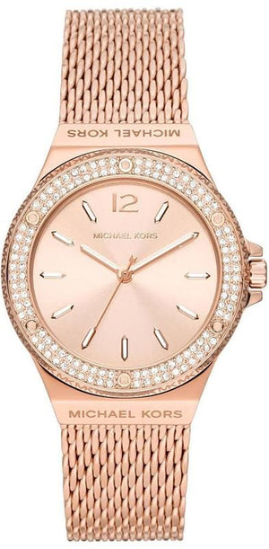 Buy Shop Michael Kors Lennox Three Hand Rose Gold Dial Rose Gold Mesh Strap Watch For Women - MK7336 USA Online