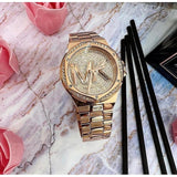 Buy Shop Michael Kors Lennox Three Hand Rose Gold Dial Rose Gold Steel Strap Watch For Women - MK7230 USA Online