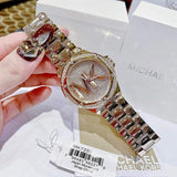 Buy Shop Michael Kors Lennox Three Hand Rose Gold Dial Rose Gold Steel Strap Watch For Women - MK7230 USA Online