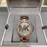 Buy Shop Michael Kors Lennox Three Hand Rose Gold Dial Rose Gold Steel Strap Watch For Women - MK7230 USA Online