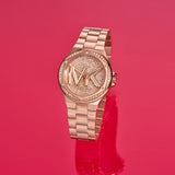 Buy Shop Michael Kors Lennox Three Hand Rose Gold Dial Rose Gold Steel Strap Watch For Women - MK7230 USA Online