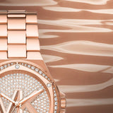 Buy Shop Michael Kors Lennox Three Hand Rose Gold Dial Rose Gold Steel Strap Watch For Women - MK7230 USA Online