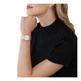 Buy Shop Michael Kors Lennox Three-Hand Silver Dial Gold Steel Strap Watch For Women - MK7278 USA Online